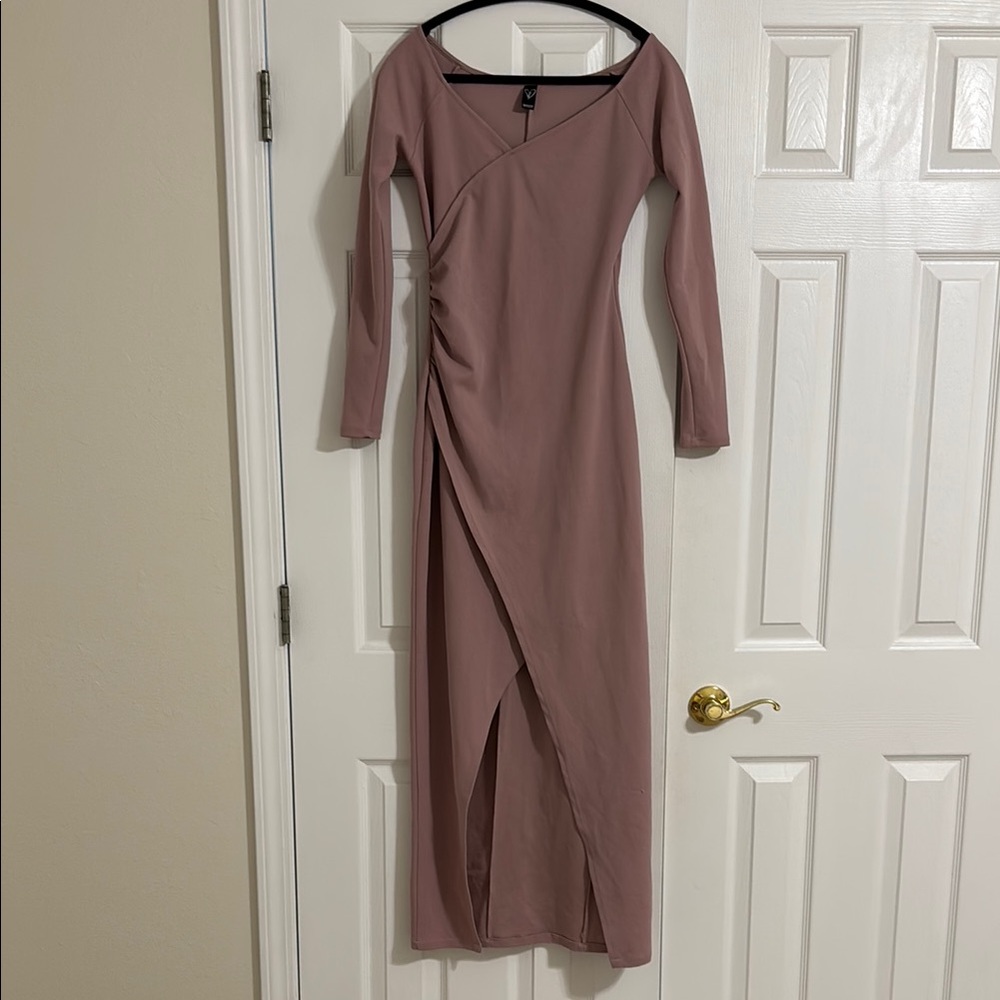 Windsor Pink Ribbed Long Sleeve Cocktail Dress